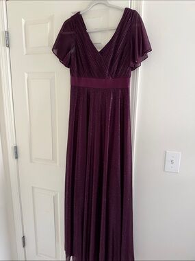 Ever Pretty Plum Sparkle V-Neck Evening Gown